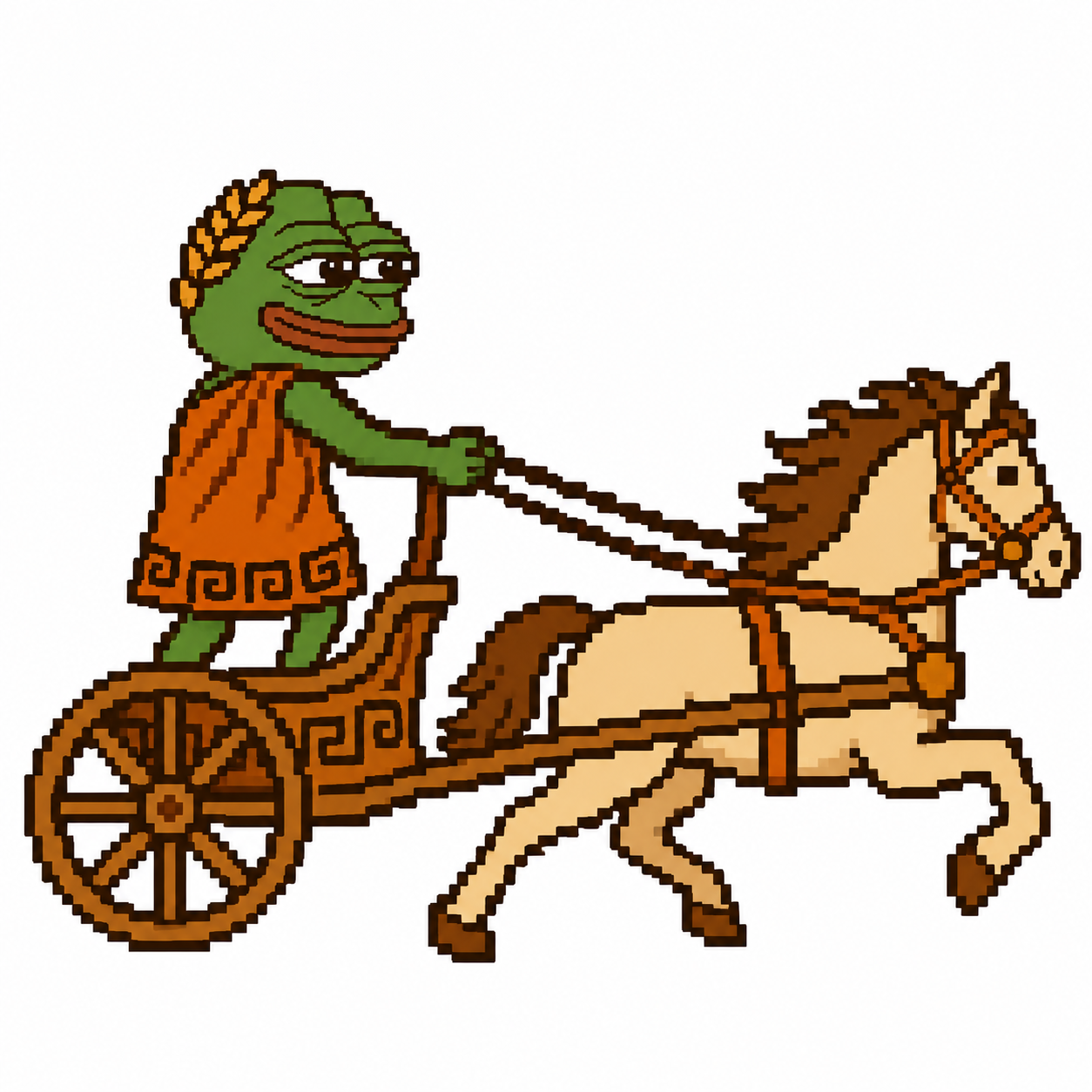 Pepe Olympus riding a golden chariot
